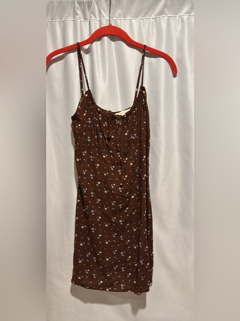 La Hearts Brown Floral Cami Dress with Blue & Cream Blooms